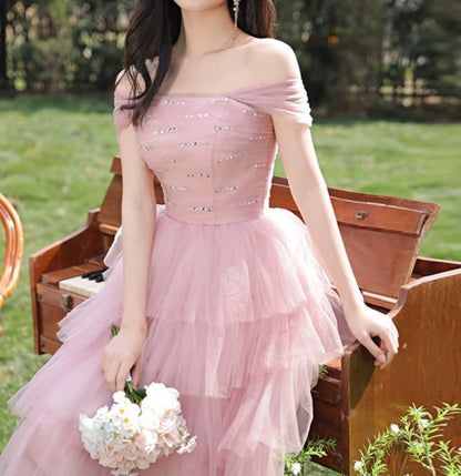Cap-Sleeve Square Neck Sequin Tiered Ruffle Midi A-Line Cocktail Dress