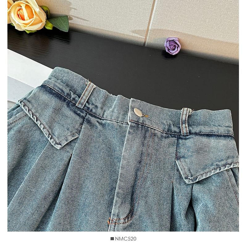 Elevated Waist Flared Jean Skirt