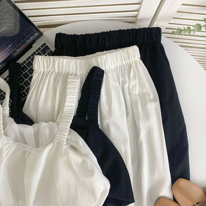 Crop Tank Top and Elastic Waist A-Line Skirt Set