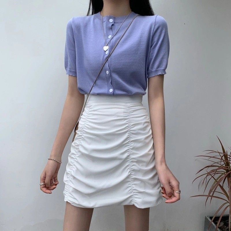 Ruffled Pencil Mini Skirt with High Waist