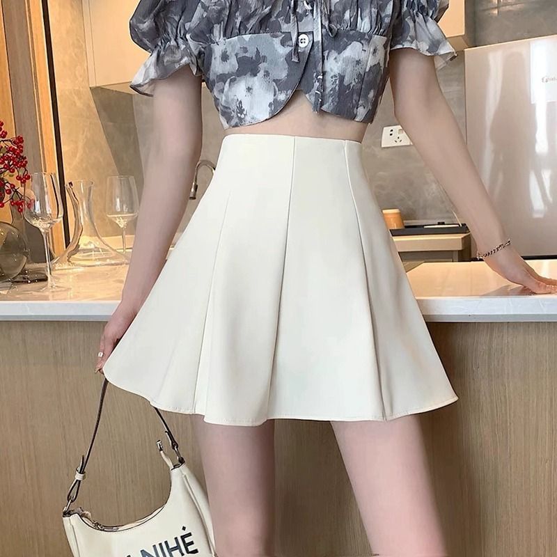 Plain High-Rise A-Line Mini Skirt