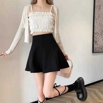 Plain High-Rise A-Line Mini Skirt