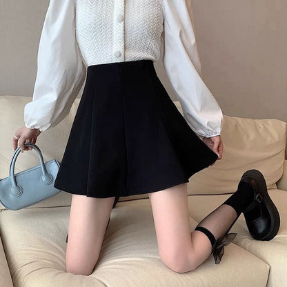 Plain High-Rise A-Line Mini Skirt