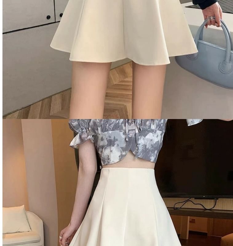 Plain High-Rise A-Line Mini Skirt