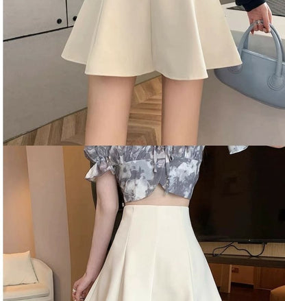 Plain High-Rise A-Line Mini Skirt
