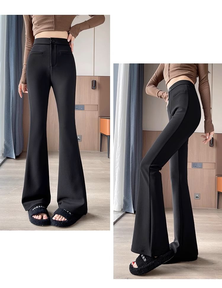 High Rise Pocket Sheath Knit Flare Slacks