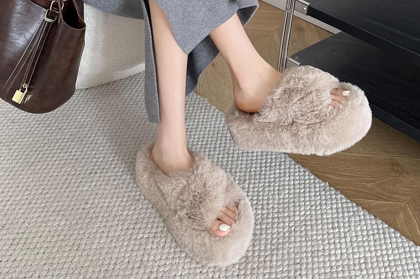 Fleece Platform Slippers