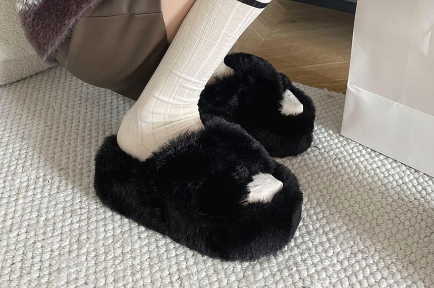 Fleece Platform Slippers