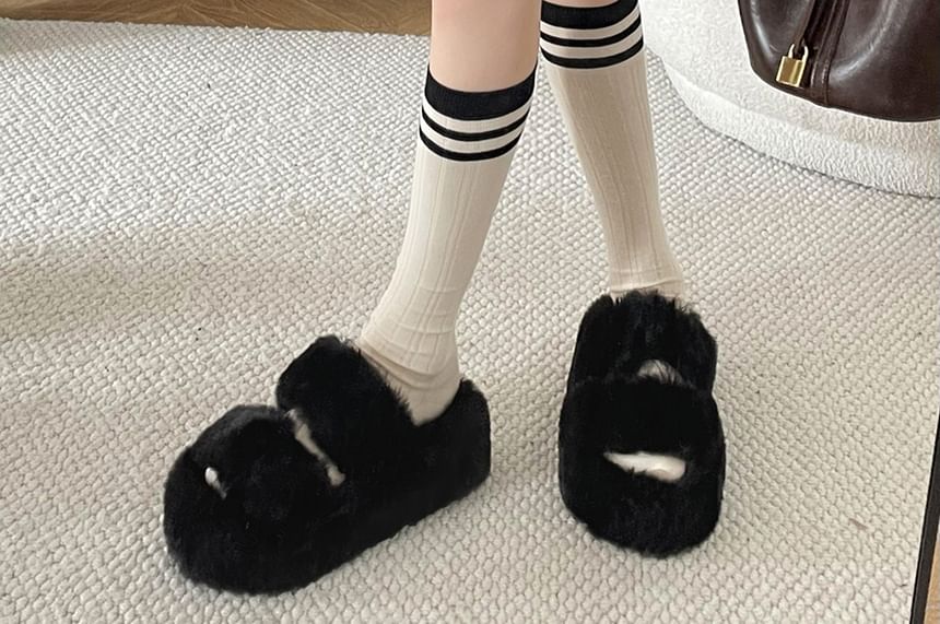 Fleece Plain Slide Sandals