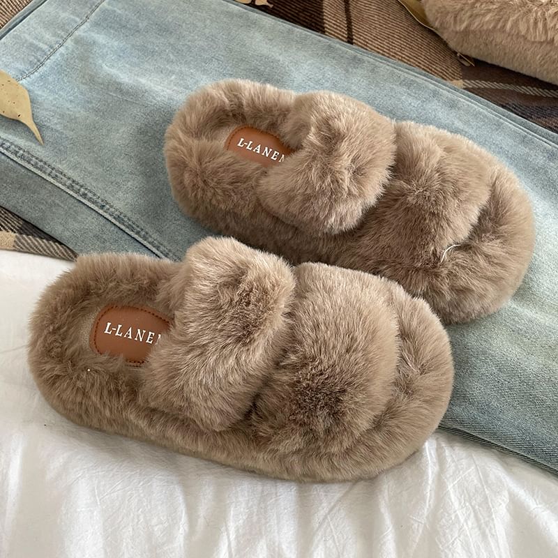 Fleece Plain Slide Sandals