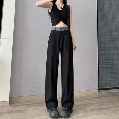 Panel High Waist Wide Leg Slacks