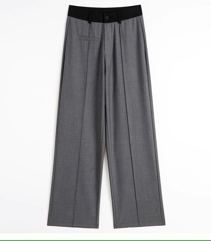 Panel High Waist Wide Leg Slacks