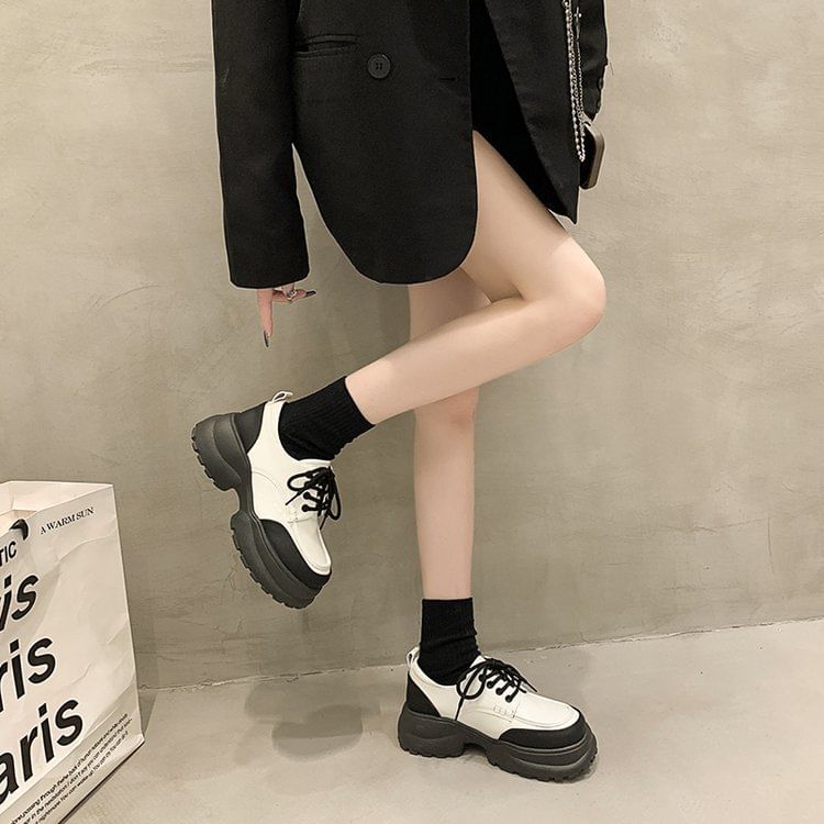 Platform Panel Lace Up Shoes