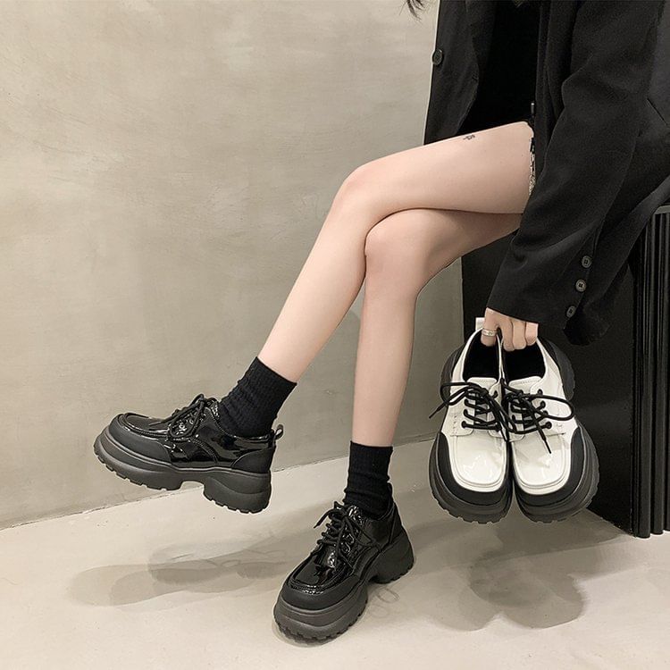 Platform Panel Lace Up Shoes