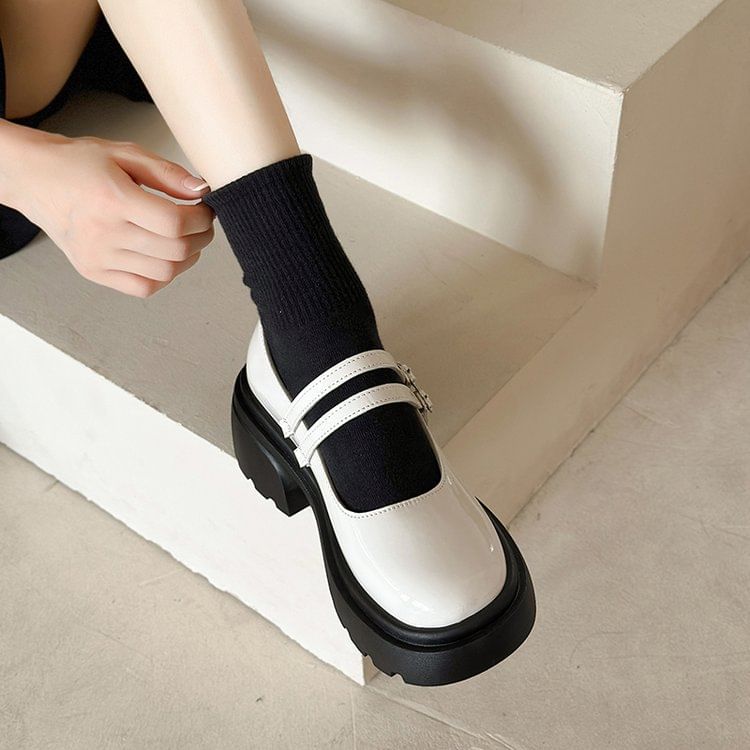 Platform Patent Leather Mary Jane Shoes