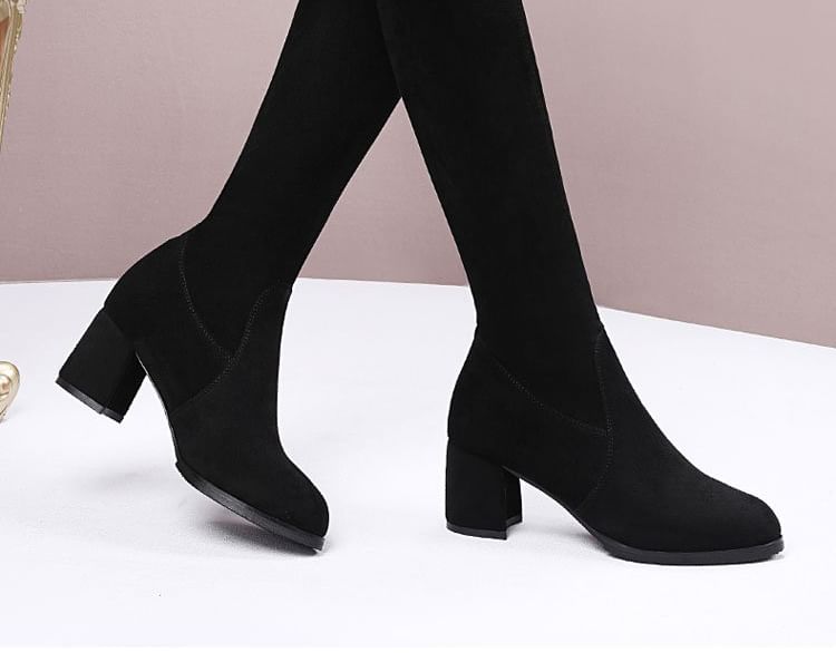 Buckled Chunky Heel Over-The-Knee Boots