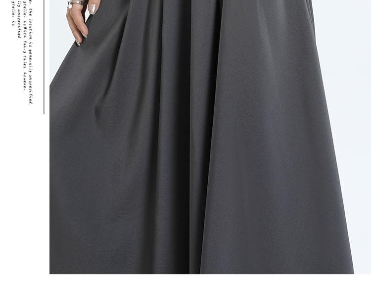 Elevated Waist Plain Maxi Flared Skirt