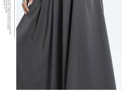 Elevated Waist Plain Maxi Flared Skirt