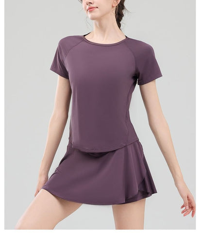 Athletic Two-Piece Set: Fitted Tee and Mini Skirt