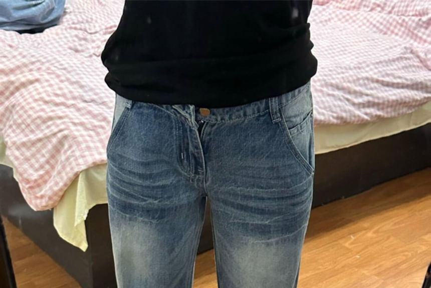 Low Waist Washed Wide Leg Jeans (Various Designs)