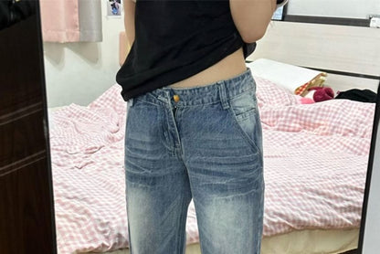 Low Waist Washed Wide Leg Jeans (Various Designs)