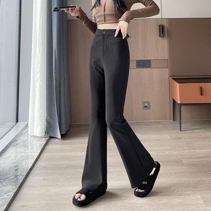 High Rise Plain Flared Dress Pants