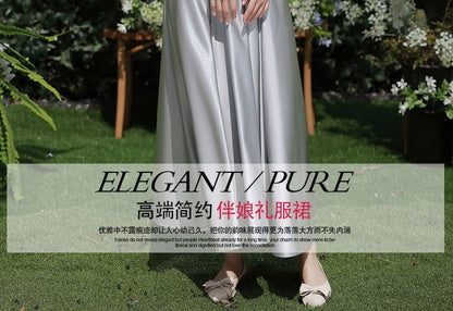 Puff-Sleeve Plain Maxi A-Line Bridesmaid Dress