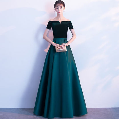 Off-Shoulder Plain Ball A-Line Gown