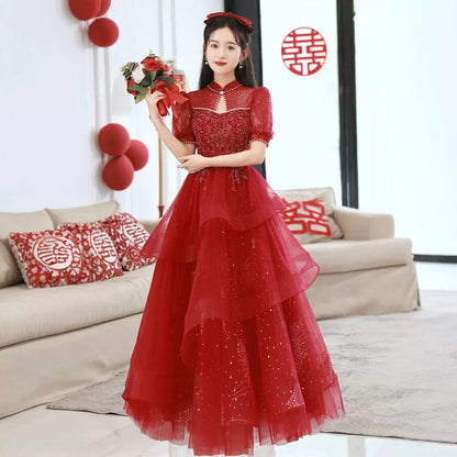 Short-Sleeve Sequin Beaded A-Line Cocktail Dress