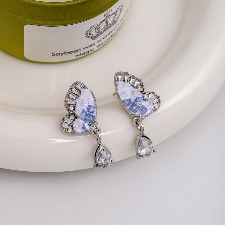 Rhinestone Butterfly Drop Earring