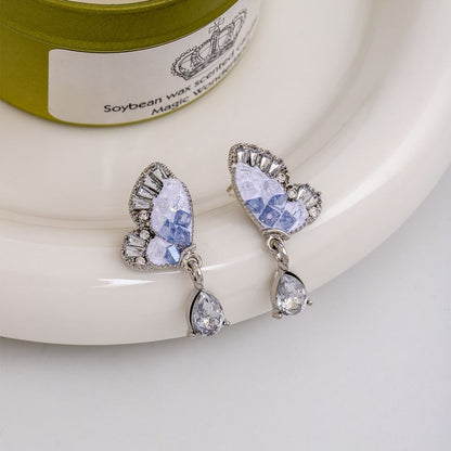 Rhinestone Butterfly Drop Earring