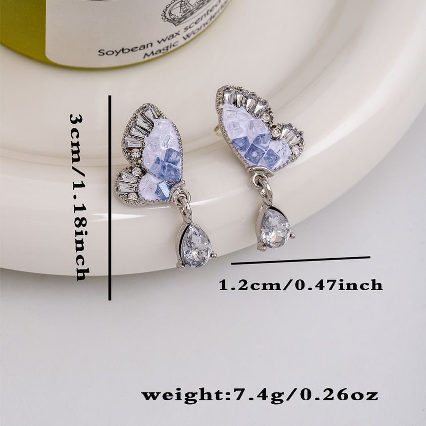 Rhinestone Butterfly Drop Earring