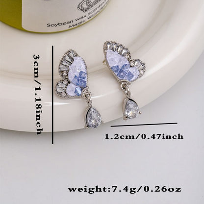 Rhinestone Butterfly Drop Earring