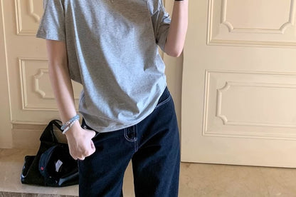 Short-Sleeve Off Shoulder Plain Top