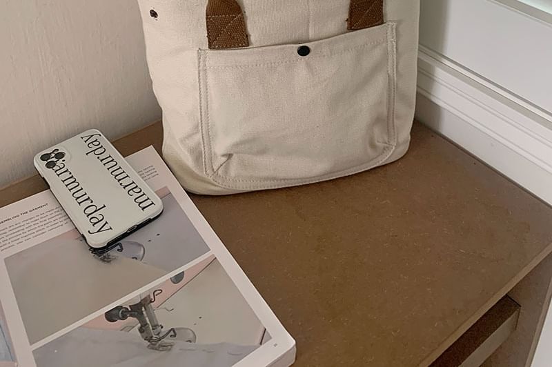 Contrast Strap Canvas Tote Bag