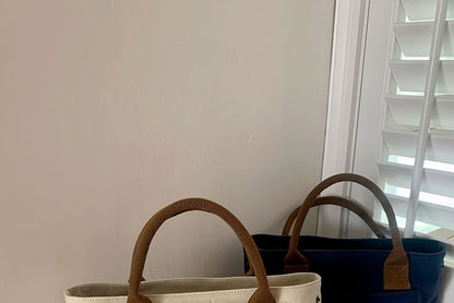 Contrast Strap Canvas Tote Bag