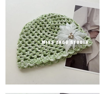 Feather Crochet Knit Hat