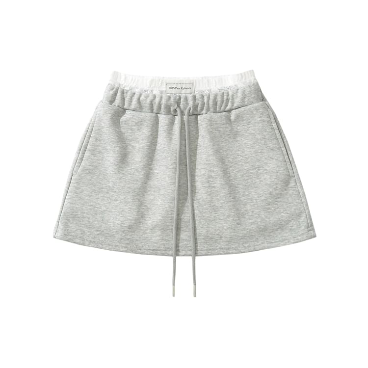 Paneled High-Waist A-Line Mini Skirt