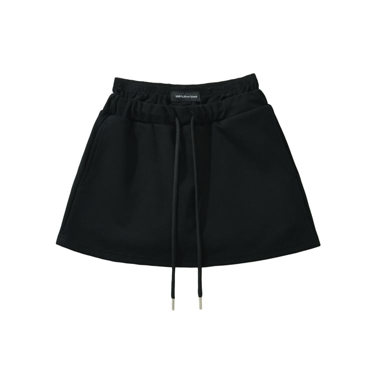 Paneled High-Waist A-Line Mini Skirt