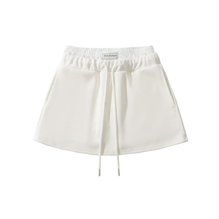 Paneled High-Waist A-Line Mini Skirt