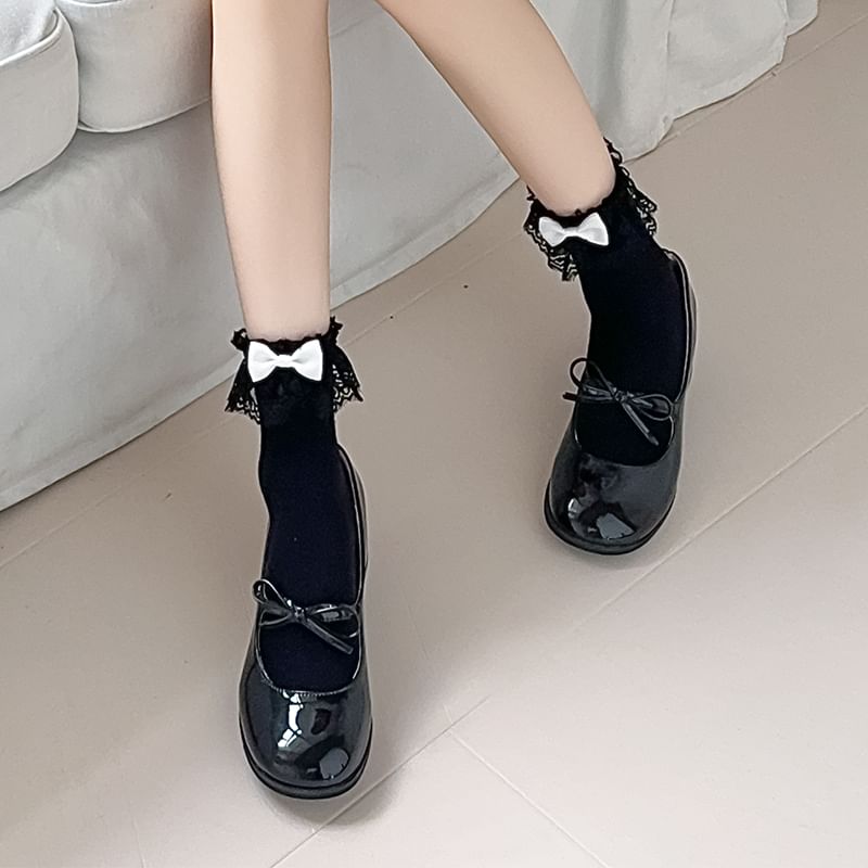 Bow Lace Trim Socks