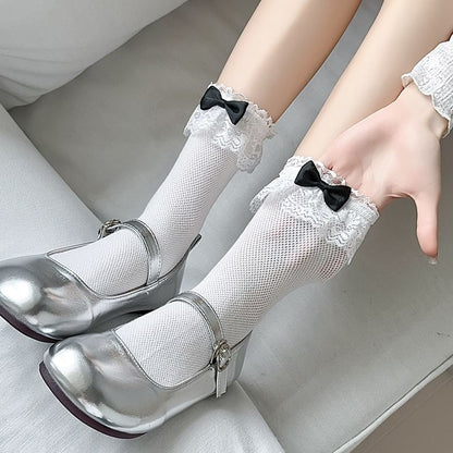 Bow Lace Trim Socks