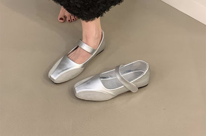 Metallic Square Toe Mary Jane Shoes