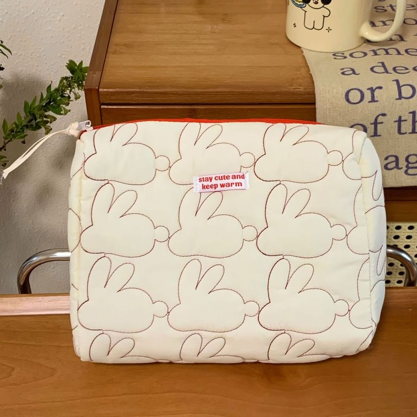 Rabbit Stitching Fabric Makeup Bag / Clutch / Pencil Case