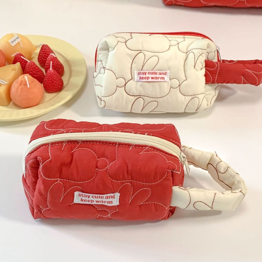 Rabbit Stitching Fabric Makeup Bag / Clutch / Pencil Case