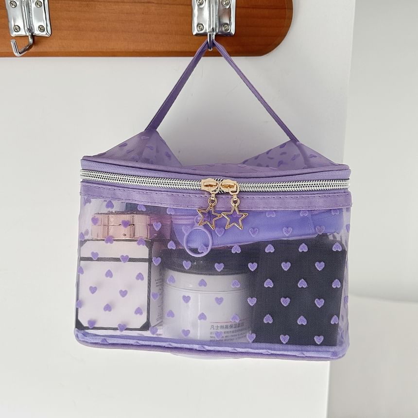 Heart Nylon Makeup Bag / Toiletry Bag