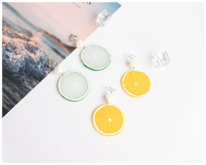 Lemon Slice Drop Earring / Clip On Earring