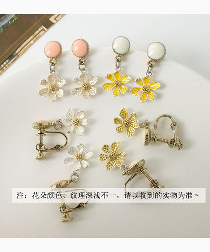 Flower Drop Earring / Clip On Earring