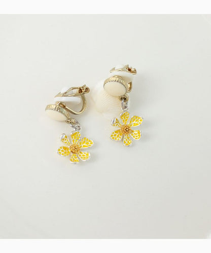 Flower Drop Earring / Clip On Earring