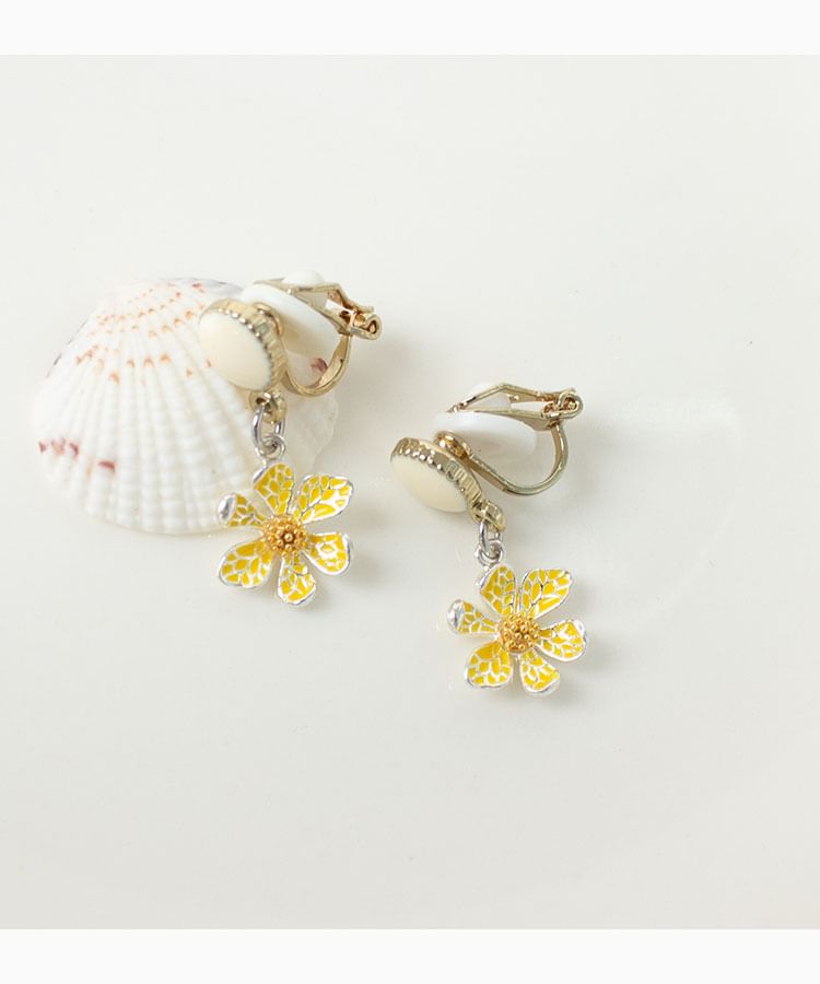 Flower Drop Earring / Clip On Earring